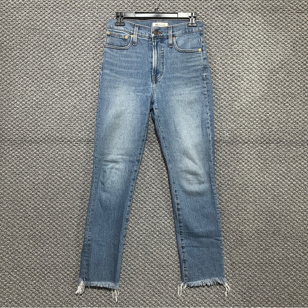 Madewell Blue Ankle Cropped Jeans with Raw Hem